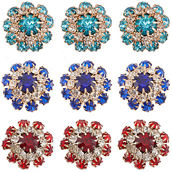 (52) Непрозрачная лаванда 18 шт. 3 цвета 1-отверстие сплав горный хрусталь хвостовик кнопки, аксессуары для одежды, цветок, разноцветные, 21.5x10 мм, отверстие : 2 мм, 6 шт / цвет