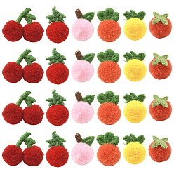 Mixed Shapes 72 шт. 6 стили шерстяной войлочный шарик, украшение ремесла diy, разноцветные, тема фруктов, разнообразные, 15~24x15~30x14~15 мм, 12 шт / стиль