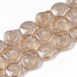 Белый Навахо Стеклянные бусины с гальваническим покрытием , форма спиральной оболочки, навахо белый, 12x11.5x4.5 мм, отверстие : 1 мм, около 50~51 шт / нитка, 24.41 дюйм (62 см)