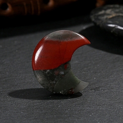 Гелиотроп Натуральный массажер из кровавика для ладони, Камень беспокойства для терапии беспокойства, луна, 30x25x8 мм