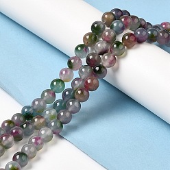 Разноцветный Природные окрашенные белого нефрита нитей бисера, круглые, красочный, 8.5 мм, отверстие : 0.8 мм, около 45~46 шт / нитка, 14.69''~15.04'' (37.3~38.2 см)