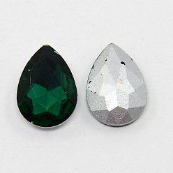 Морско-зеленый Конусные стеклянные стразы, с покрытием на задной стороне, граненые, слеза, цвета морской волны, 18x13x6 мм