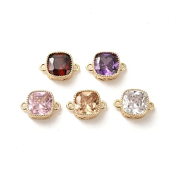 Настоящее золото 18K Подвески для стеклянных разъемов, без кадмия, без никеля и без свинца, с латунной фурнитурой , квадратная ссылка, реальный 18 k позолоченный, 10x7x4 мм, отверстие : 1 мм