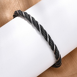 Черный Цвет Металла 316 браслеты-манжеты из хирургической нержавеющей стали в форме витой веревки, браслеты с крутящим моментом для женщин, металлический черный , 1/4 дюйм (0.5 см), внутренний диаметр: 1-7/8 дюйм (4.9 см) x 2-1/4 дюйм (5.7 см)