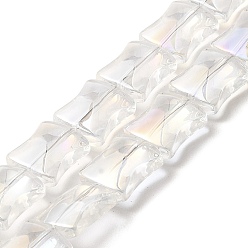 Clear AB Transparent Electroplate Glass Beads Strands, Rainbow Plated, Bamboo Joint, Clear AB, 12x10x5.5mm, Hole: 1mm, about 49pcs/strand, 24.02''(61cm)