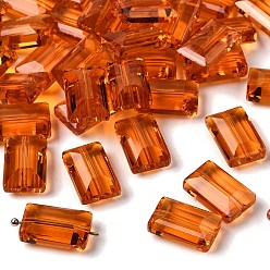 Темно-Оранжевый К 9 стекло, имитация Австрийские кристаллические шарики, класс AAA, граненые, прямоугольные, темно-оранжевый, 10x15.5x7 мм, отверстие : 0.9~1 мм