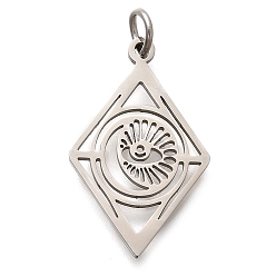 Нержавеющая Сталь Цвет 304 подвески из нержавеющей стали, с целью перехода в кольце, ромб с подвеской в виде глаза, лазерная резка, цвет нержавеющей стали, 23x14x1 мм, отверстие : 3 мм