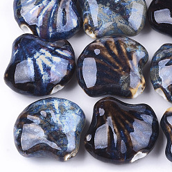 Разноцветный Фарфоровые бусины ручной работы, фантазии античного стекла фарфора, оболочка, красочный, 28~29x32~33x12.5~14 мм, отверстие : 3~3.5 мм