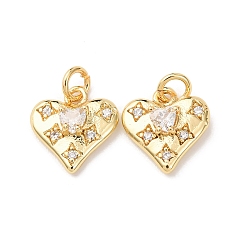 Настоящее золото 18K Латунные микро проложить кубического циркония подвески, сердце прелести, без кадмия и без свинца, стойки покрытие, долговечный, с целью перехода в кольце, реальный 18 k позолоченный, 11x10x3.5 мм, отверстие : 2.3 мм