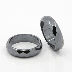 Schwarz Mode magnetische synthetische Hämatit Breitbandringe, Schwarz, 17 mm