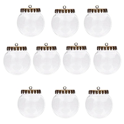 Antik Bronze Glas-Anhänger, Runde, Antik Bronze, 20 mm, 10 Stück / Set