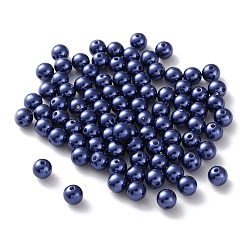 Темно-Синий Пластиковые жемчужные бисера, круглые, темно-синий, 6x5.5 мм, отверстие : 1.4 мм