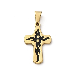 Золотой 201 подвески из нержавеющей стали, с эмалью, вакуумное покрытие pvd, крест очарование, золотые, 31x19x2 мм, отверстие : 9x4.5 мм