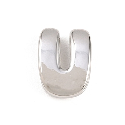 Letter U Латунные бусины, долговечный, стойки покрытие, без свинца и без кадмия, платина, Буква U, 14x10.5x5 мм, отверстие : 11x3 мм