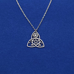 Нержавеющая Сталь Цвет Стиль хип-хоп 201 ожерелья из нержавеющей стали с подвеской в виде викингов трикветра/троичного узла для мужчин, не тускнеет, цвет нержавеющей стали, 15.75 дюйм (40 см)