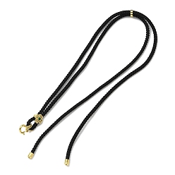 Золотой Нейлоновый шнур ожерелья выводы, с застежками-клеверами из латунного микро-паве из кубического циркония, без свинца и без кадмия, золотые, 350~360x2 мм, клевер: 9x9x7 мм