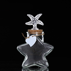 Морская звезда Стеклянные бутылки желаний орнамент, шарик контейнеры, украшения для дома, прозрачные, морская звезда, 11x17 см