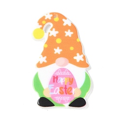 Оранжевый Печатные акриловые подвески, пасхальный, гном с пасхальными яйцами, оранжевые, 44x25.5x2.5 мм, отверстие : 1 мм