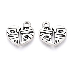 Античное Серебро Сплавочные подвески тибетского стиля, сердце, без кадмия и без свинца, античное серебро, 15x15x2 мм, отверстие : 1.8 мм
