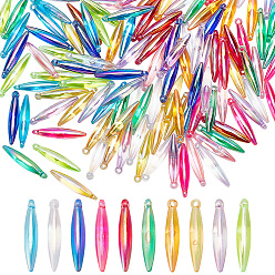 Розовый 220шт 11 цветные непрозрачные акриловые подвески, с покрытием AB цвета, шарм пули, туманная роза, 25x5 мм, отверстие : 1.5 мм, 20 шт / цвет