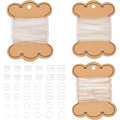 Weiß BH-Zubehör-Set, inklusive 15 m transparentem, elastischem Schultergurt, mit 216pcs Kunststoff-Unterwäscheband-Einstellschnallen, BH-Gleitring, weiß, 9~13.5x9~11.5x1.5~2 mm