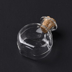 Clear Flat Round Miniature Glass Bottles, with Cork Stoppers, Empty Wishing Bottles, for Dollhouse Accessories, Jewelry Making, Clear, 11.5x21x31mm
