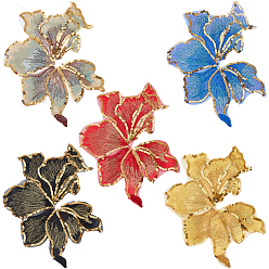 (52) Непрозрачная лаванда 5 шт 5 цвета компьютеризированная вышивка ткань утюг / пришивание заплат, аксессуары для костюма, пайеттские аппликации, сады кленовых листьев, цветок, разноцветные, 190x155x1 мм, 1 шт / цвет