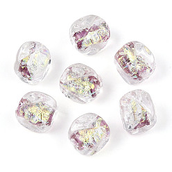 Серо-розавый Ручной работы бусины фольги, кубоид, граненые, увядшая роза, 12~13x10.2~11x10.2~11 мм, отверстие : 1.2~1.5 мм, около 40 шт / нитка, 19.29~19.69'' (49~50 см)