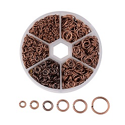 Red Copper 1 Box Open Jump Rings Brass Jump Rings, Nickel Free, Red Copper, 18~22 Gauge, 4~10x0.6~1mm, about 110g/box