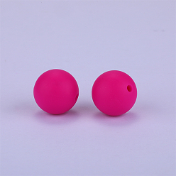 Deep Pink Round Silicone Focal Beads, Chewing Beads For Teethers, DIY Nursing Necklaces Making, Deep Pink, 15mm, Hole: 2mm