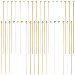 Настоящее золото 18K Контакты латунь шаровой головкой, реальный 18 k позолоченный, 50~50.5 мм, Руководитель: 1.8 mm, штифты : 0.5 мм, 24 датчик, 100 шт / комплект