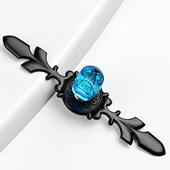 Светло-Голубой Цинковый сплав и k9 ручка ящика с черепом из хрусталя, с винтами, шкаф тянет ручки для ящика, аксессуары для дверных ручек, Хэллоуин тема, электрофорез черный, Небесно-голубой, 118 мм