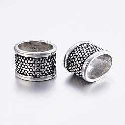 Античное Серебро 304 из нержавеющей стали бусы, бусины с большим отверстием, овальные, античное серебро, 12x16.5x12 мм, отверстие : 9x13 мм