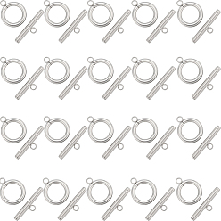 Нержавеющая Сталь Цвет 40 шт. 304 застежки-кольца из нержавеющей стали, круглые кольца, цвет нержавеющей стали, Кольцо: 15x12x2 mm, отверстие : 1.8 мм, бар: 19x5.5x2.5 mm, отверстие : 1.8 мм