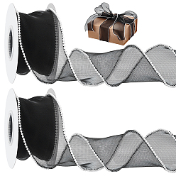 Черный 5 лента из органзы и пластика с пластиковой жемчужиной по краю, для одежды платье швейные принадлежности, чёрные, 2-3/8 дюйм (60 мм)