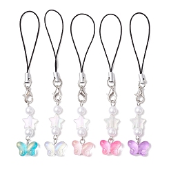 (52) Непрозрачная лаванда Подвесные украшения из стекла в виде звезды и бабочки, петля для шнура мобильного телефона, украшения для сумок, разноцветные, 103.5 мм