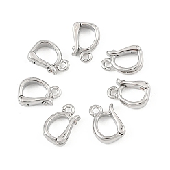 Real Platinum Plated SHEGRACE Brass Fold Over Clasps, Oval, Cadmium Free & Nickel Free & Lead Free, Real Platinum Plated, 10x6.5x3mm, Hole: 1.2~1.4mm