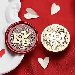 Letter Любовь золотой тон круглая сургучная печать латунные головки штампа, для сургучной печати, сериал ко дню святого валентина, буквы, 30x15 мм, отверстие : 7 мм