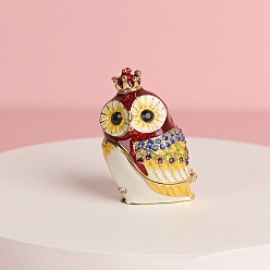 Золотистый Шкатулка для хранения ювелирных изделий из эмалированного сплава совы, с магнитными застежками, золотые, 35x30x50 мм