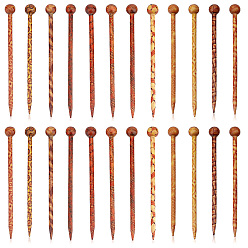 Sattelbraun Retro bedruckter Holzhaarstab, Sattelbraun, 127~132x12.5~13 mm, 12 Stück / Beutel