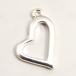 Silver Valentines Gift Ideas for Her Tibetan Style Alloy Pendant, Heart, Cadmium Free & Lead Free & Nickel Free, Silver, 20x11x2mm, Hole: 2mm
