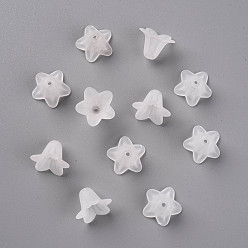 White Transparent Acrylic Beads, Frosted, Flower, White, 17.5x12mm, Hole: 1.5mm, about 770pcs/500g