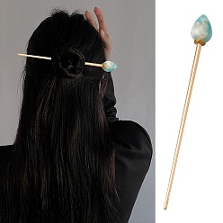 Medium Turquoise Cellulose Acetate(Resin) Hair Sticks, with Light Gold Alloy Pin, Medium Turquoise, 149x16mm