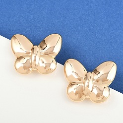 Настоящее золото 18K Латунь серьги, бабочка, реальный 18 k позолоченный, 29.5x35.5 мм
