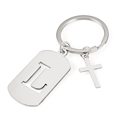 Letter L 1Porte-clés en acier inoxydable, avec porte-clés fendus, rectangle, couleur inox, lettre l, 72mm