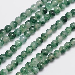 Green Natural & Dyed Malaysia Jade Bead Strands, Round, Imitation Flower Jade, Green, 6mm, Hole: 0.8mm, about 64pcs/strand, 15 inch