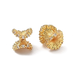 Настоящее золото 18K Латунные прозрачные бусины из кубического циркония, без кадмия и без свинца, стойки покрытие, долговечный, двойной расширяющийся, реальный 18 k позолоченный, 10x10.5 мм, отверстие : 1.8 мм