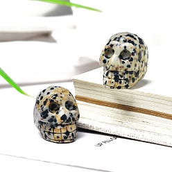 Далматинских Джаспер Украшения для демонстрации черепов из натуральной далматинской яшмы, украшение домашнего офиса, 23x19 мм