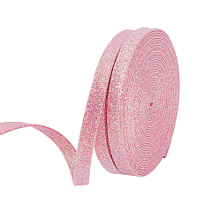 Light Coral 10Yards Flat Single Face Imitation Leather Cords, with Glitter, Sparkle Style, Garment Accessories, Light Coral, 3/8 inch(10mm)