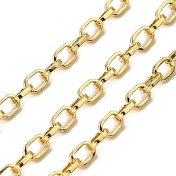 Настоящее золото 18K Латунные кабельные цепи, стойки покрытие, без кадмия и без свинца, долговечный, пайки, с катушкой, реальный 18 k позолоченный, 6.5x4.5x1.3 мм